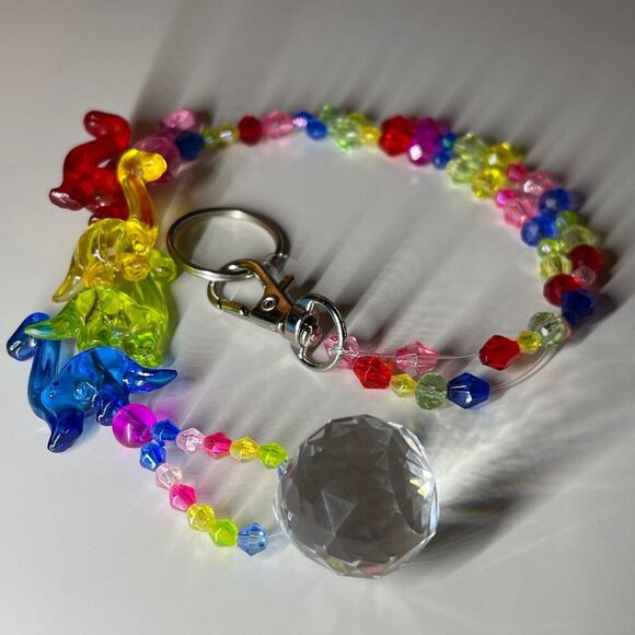 Dinosaur Beaded Suncatcher Rearview Mirror Charm Crystal Prism Car Charm - Picture 2 of 10